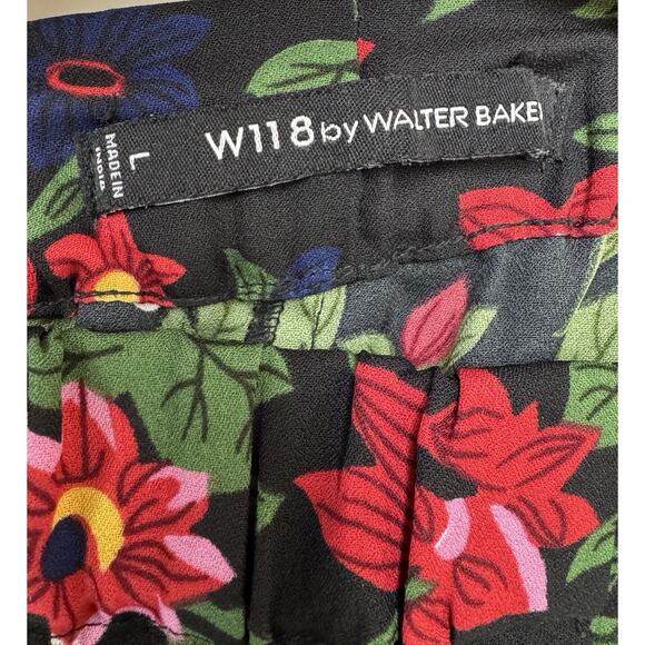 W118 by Walter Baker Women’s Floral Pants Size L Black Elastic Waist Tapered Leg - Picture 2 of 9